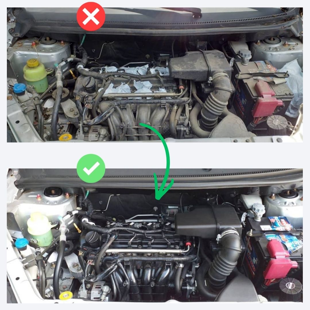 Antes y después de limpieza con máquina de vapor